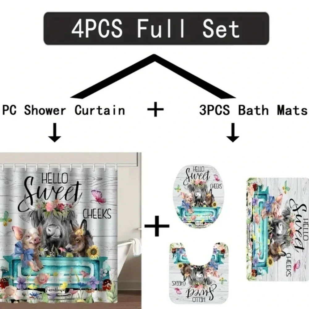 4pc Hello Sweet Cheeks Bathroom Set NWT